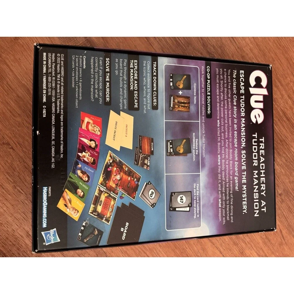 EUC Hasbro Gaming Clue Treachery at Tudor Mansion Cooperative Mystery Game